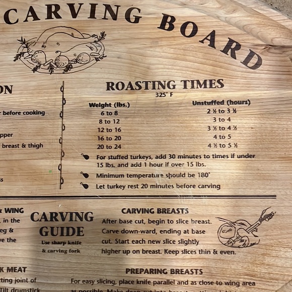 No Brand Turkey Wood Carving board with edge for drippings.20” X 16” - Picture 3 of 7